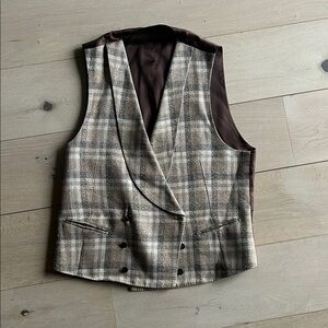 Plaid Double-Breasted Vest